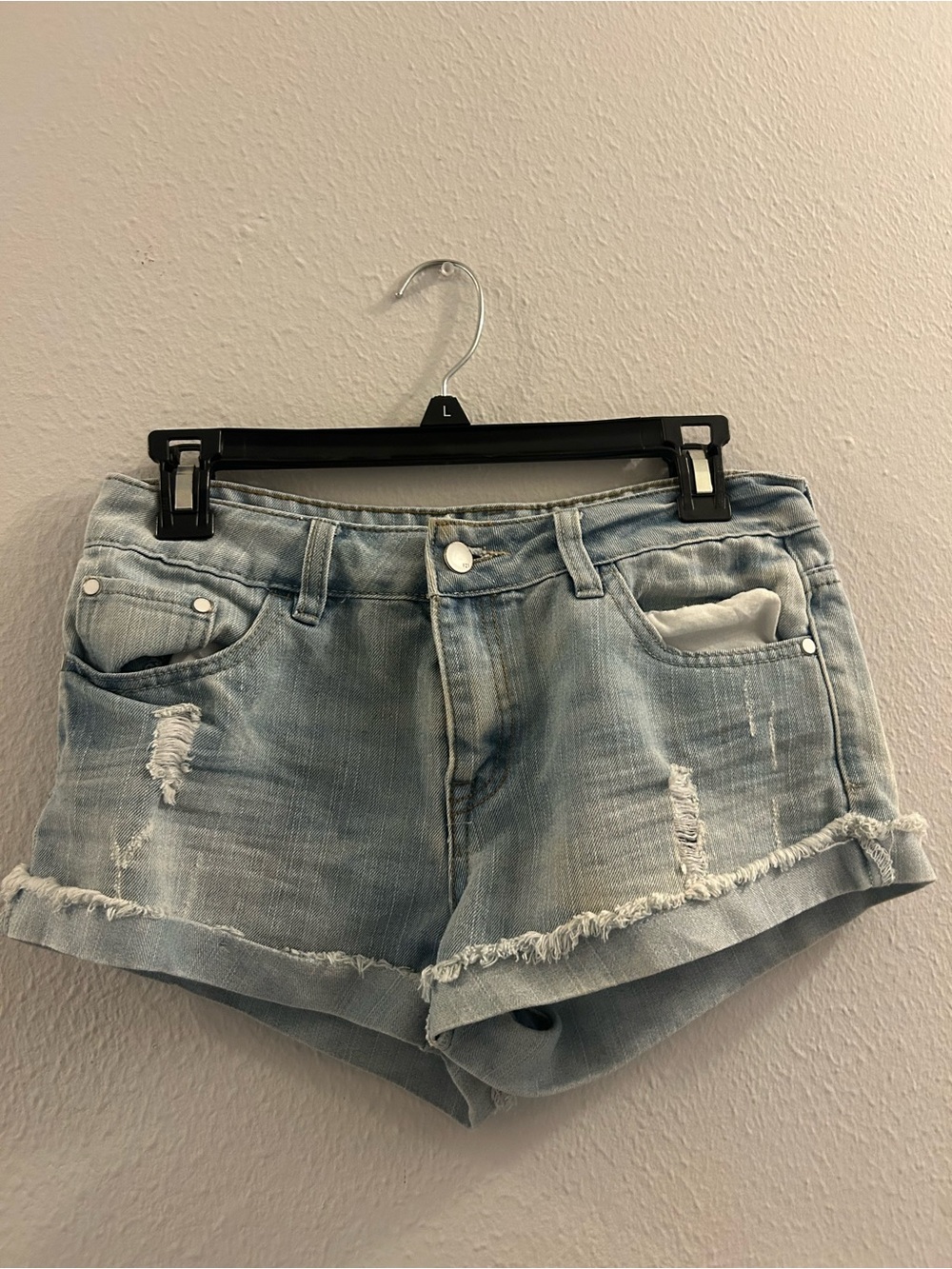 Forever 21 Light Blue Distressed Denim Shorts